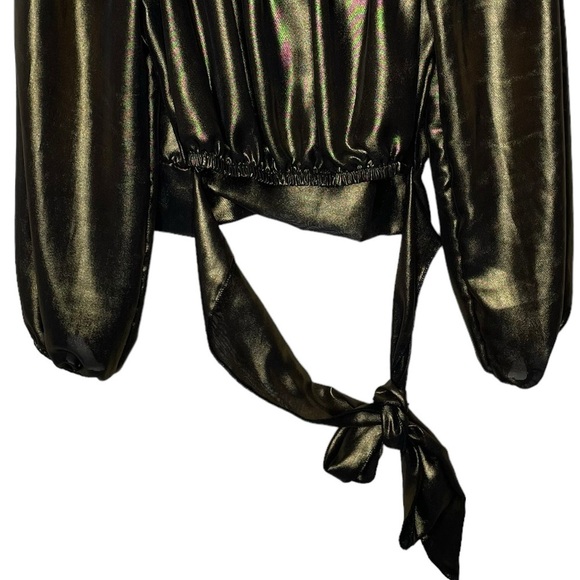Cocoa Metallic Gold Off Shoulder Tie Waist Top Large - Picture 7 of 13